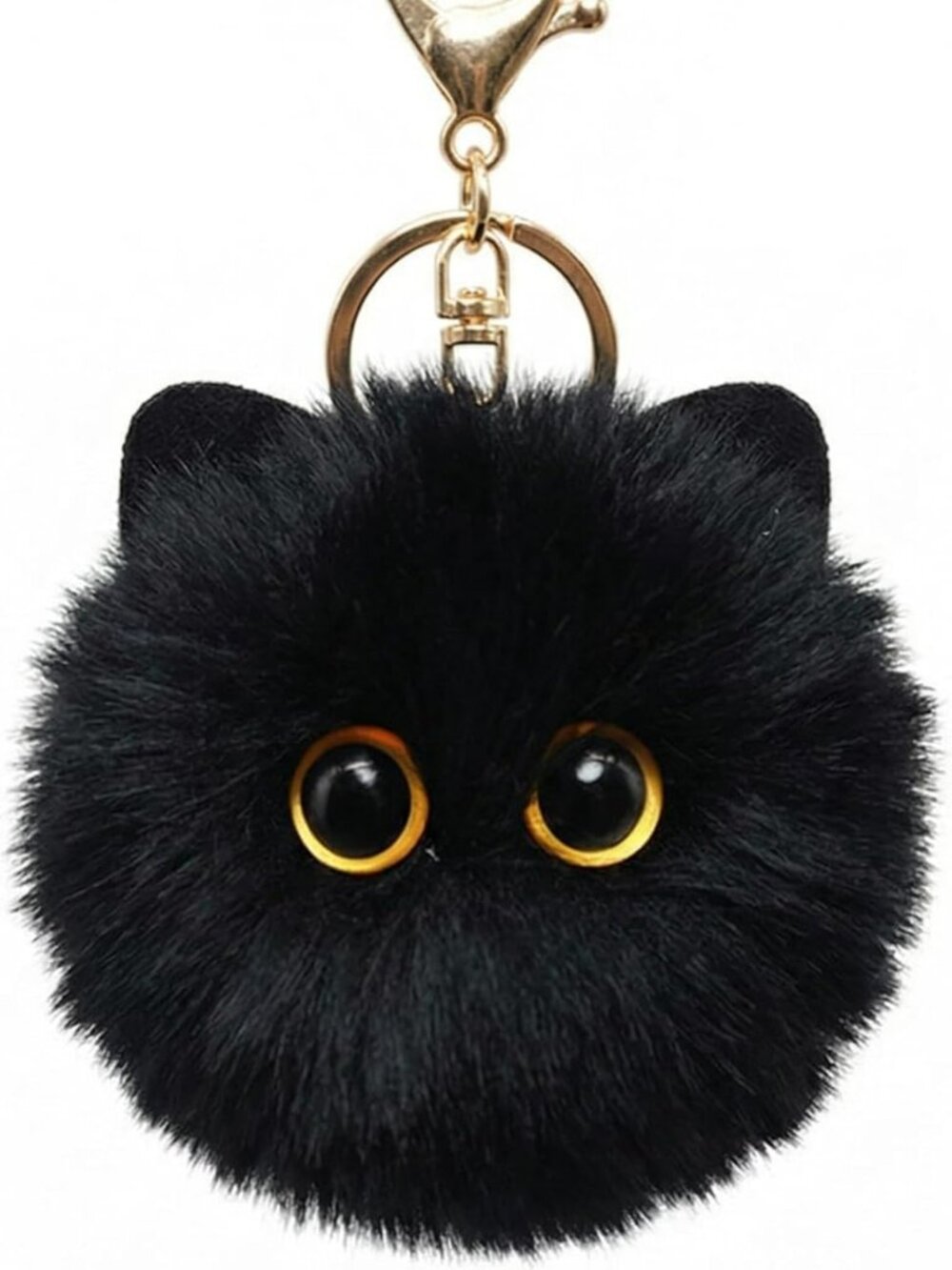 Black Cat Pom Pom Keychain Kawaii Bag Charm Purse Backpack Keys